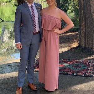 Mauve Pink Full Length Pants Romper Jumpsuit Size Large